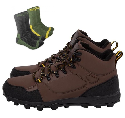 Navitas Hybrid Mid Top Bota de Pesca + Twin Pack Navitas Coolmax Calcetín para Bota