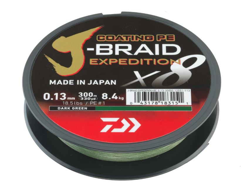 Daiwa J-Braid Expedition X8E Línea Trenzada Dark Green (300 m)