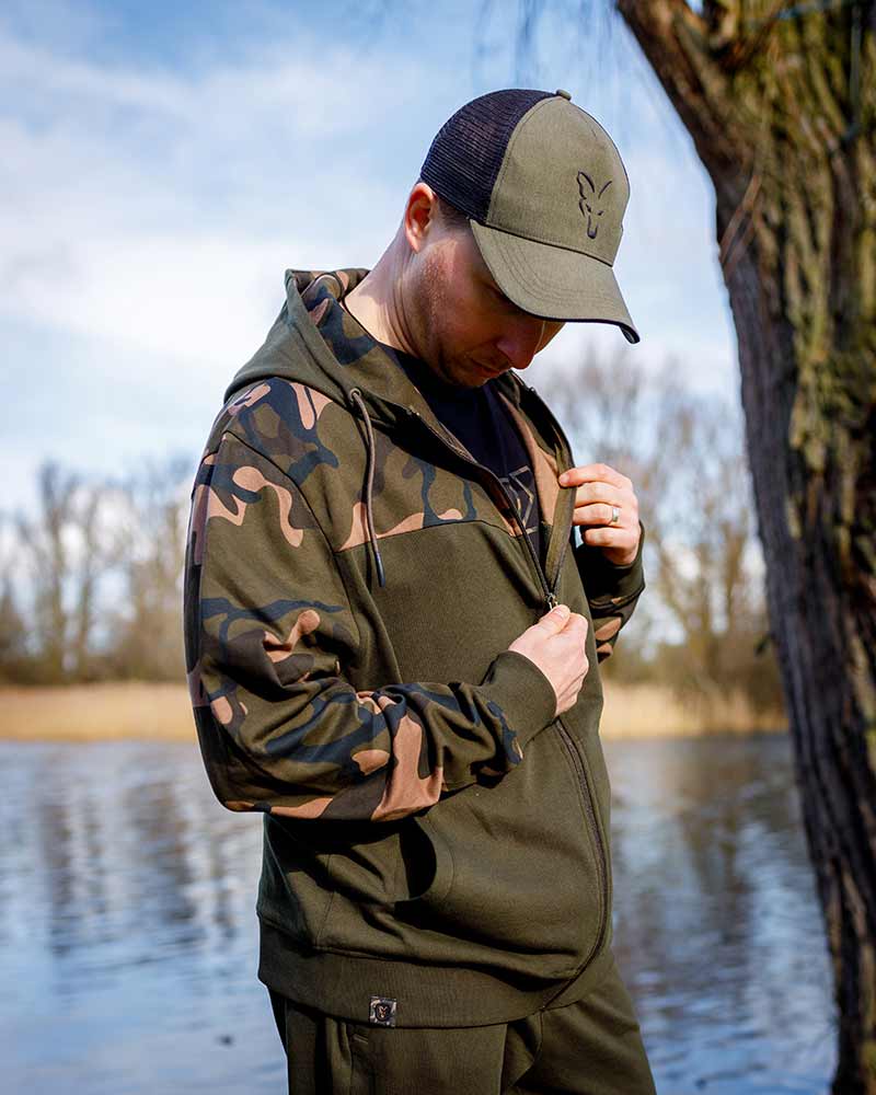 Fox LW Khaki/Camo Split Zip Hoody Sweater de Pesca