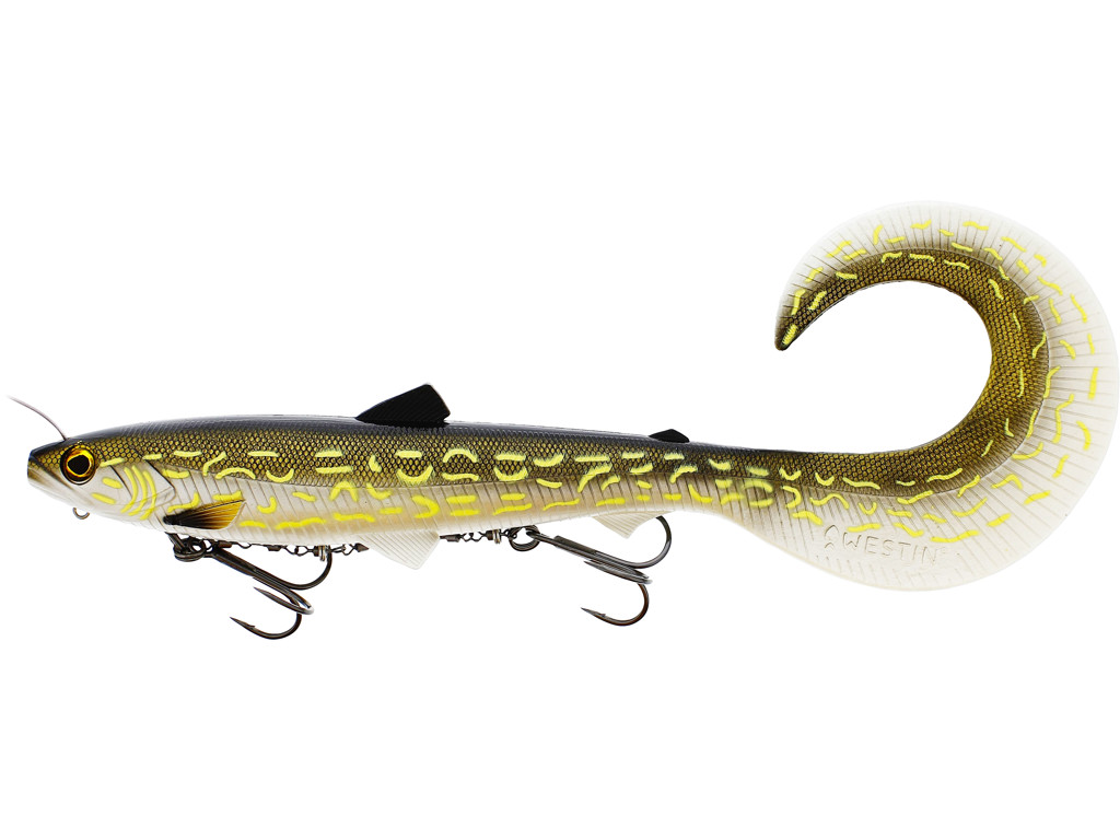 Westin Bullteez Curltail Inline 33 cm (230 g) Softbait Hundimiento - Natural Pike