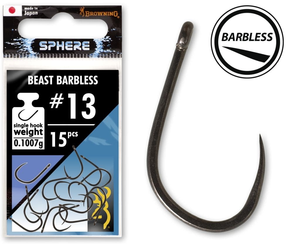Browning Sphere Beast Barbless Hook With Eye (15 piezas)