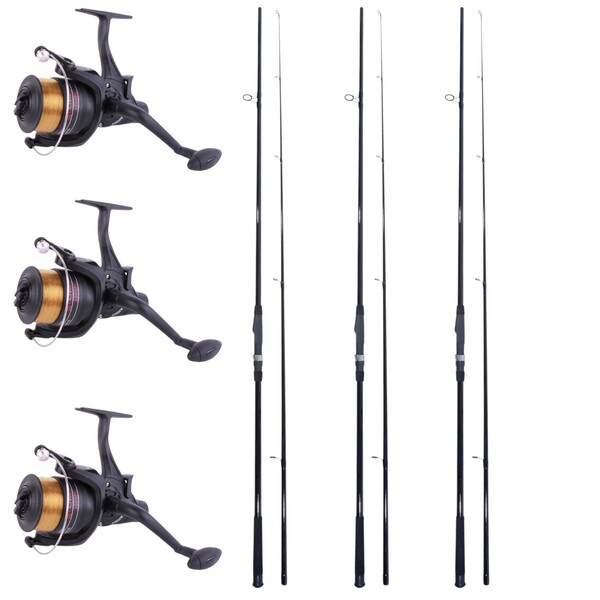 3x Catchmax Carper + 3x Ultimate Adventure Carp 6000FR  (cañas para carpa + carretes de carrera libre)