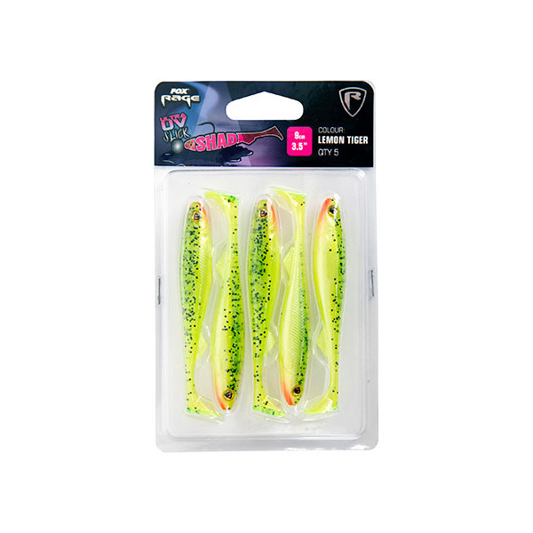 Fox Rage Slick Shad Lemon Tiger Ultra UV Paquetes 5pcs - Lemon Tiger Ultra UV Paquetes