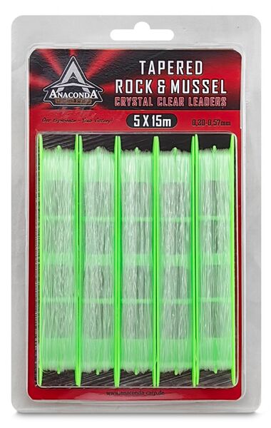 Anaconda Tapered Rock & Mussel Invisible Líderes 15m (5 pcs)