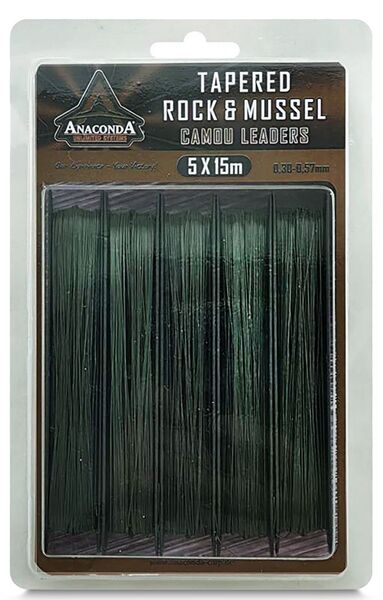 Anaconda Tapered Rock & Mussel Camou Líderes 15m (5 pcs)