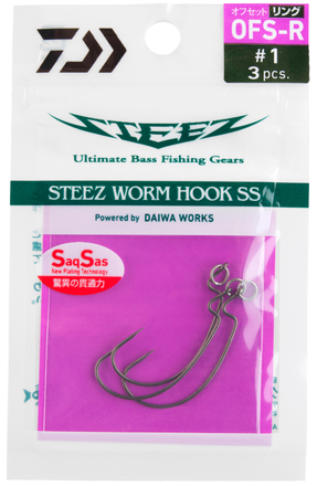 Daiwa Steez Worm Hook SS OFS-Ring Anzuelo para Pez Depredador