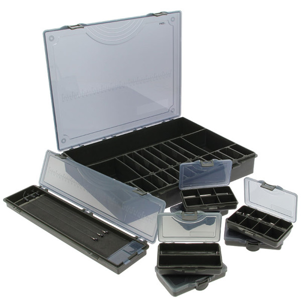 NGT Set de Caja de Aparejos, ideal para el almacenamiento de material pequeño - NGT Sistema de Cajas de Aparejos 7 + 1