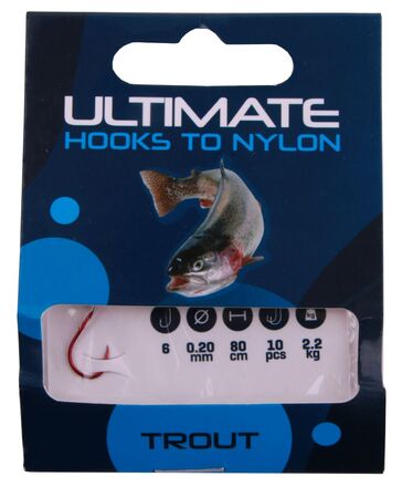 Ultimate anzuelo a nylon trucha tamaño 10 0,16mm 80cm 10pcs