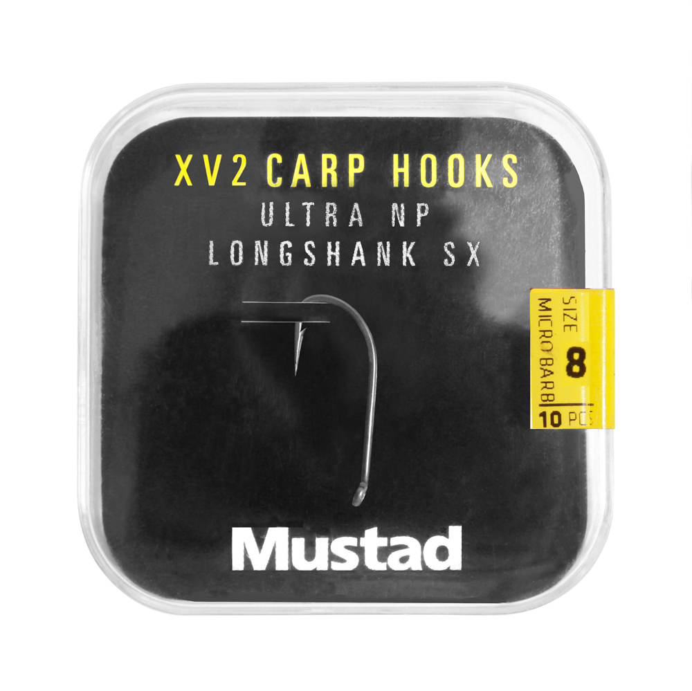 Mustad Long Shank 40 Carp Hooks Pack Anzuelos para Carpa (6 paquetes + Multi Box)