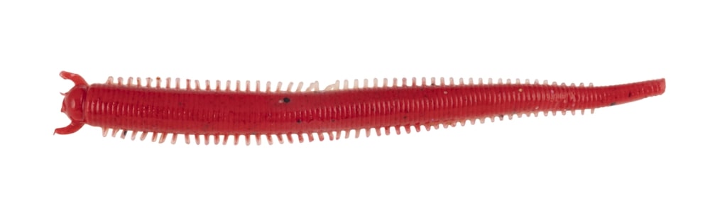 Berkley Gulp! Saltwater Fat Sandworm 4in Shad (10 piezas) - Red Belly Shrimp
