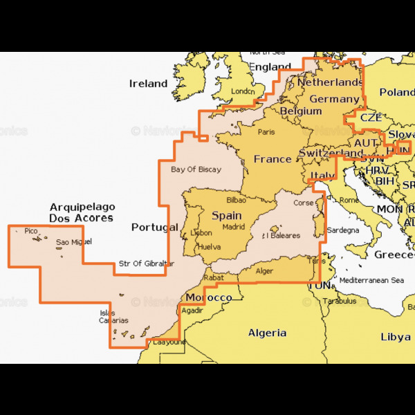 Navionics+ Cartas Tarjeta SD/MSD - Central & West Europe