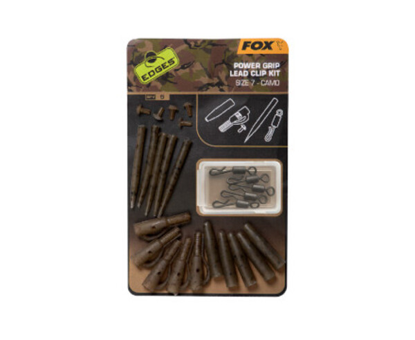 Fox Edges Camo Power Grip Plomo Clip kit tamaño 7 5 piezas