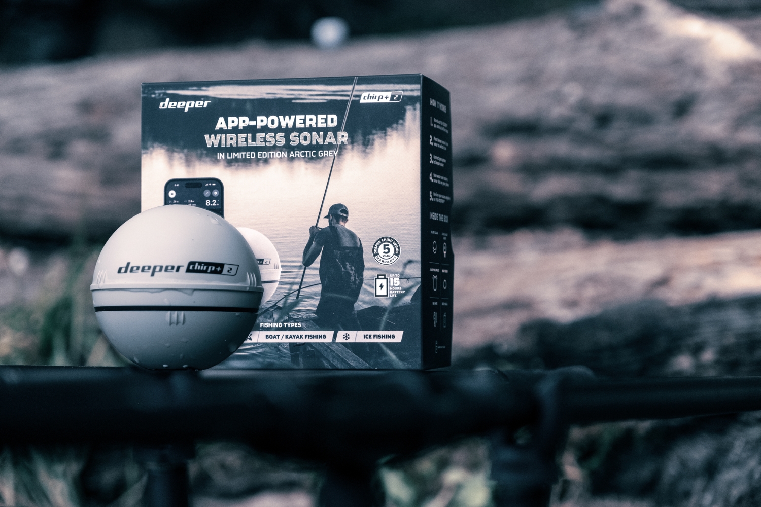 Deeper Chirp+2 Arctic Grey Sonda de pesca (Edición Limitada)