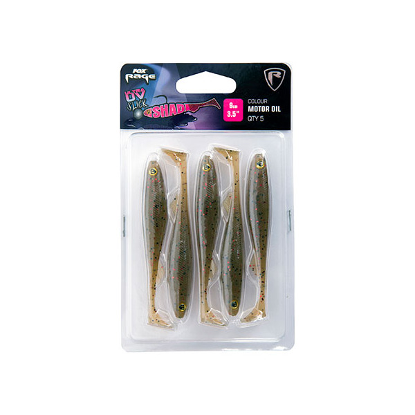 Fox Rage Slick Shad Motor Oil Ultra UV Paquetes 5pcs