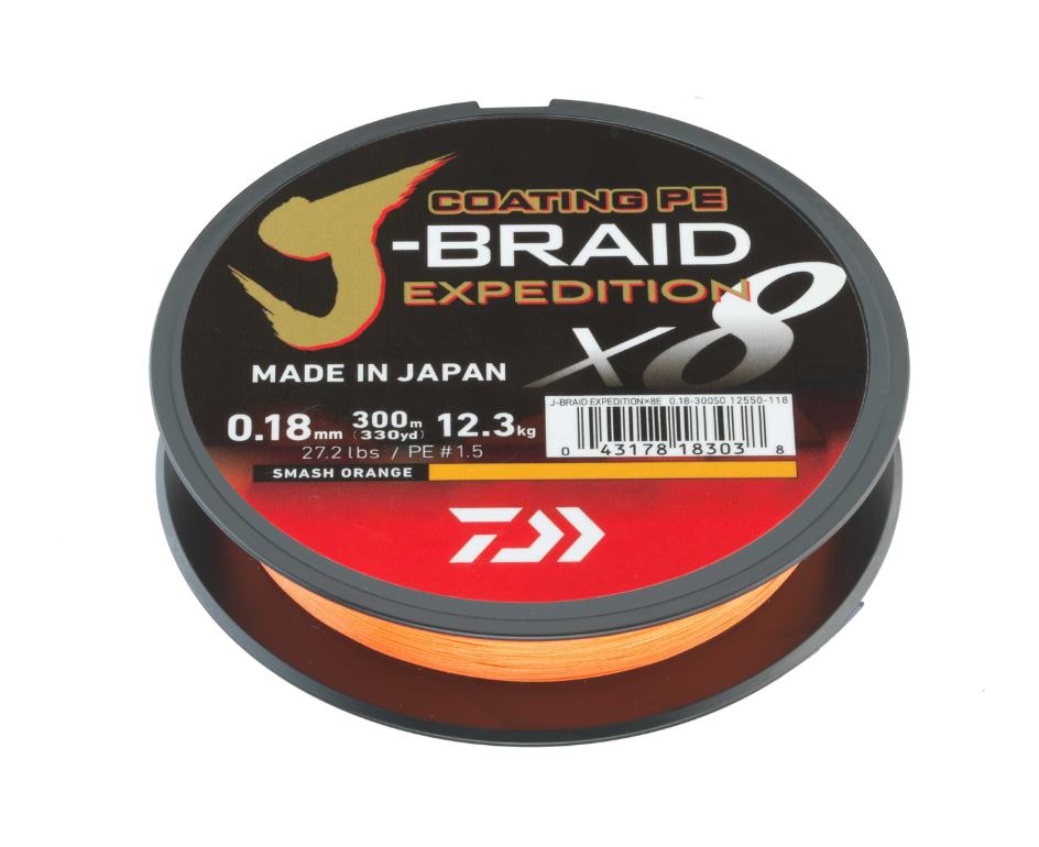 Daiwa J-Braid Expedition X8E Línea Trenzada Smash Orange (150 m)