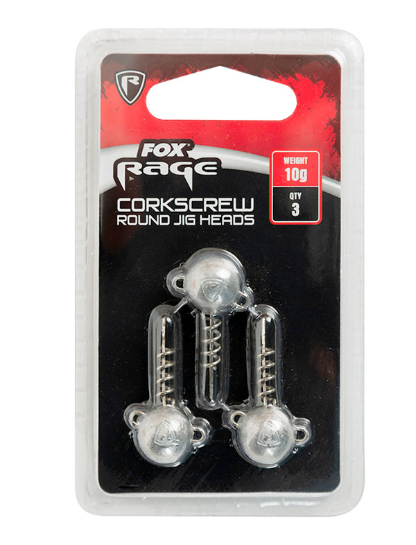Fox Rage Corkscrew Jig Head Redonda, 3 piezas