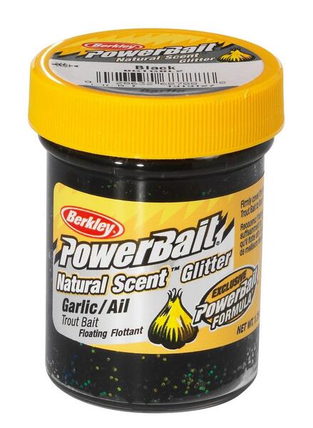 Berkley PowerBait® Natural Glitter Trout Dough 50 g - Garlic Black Glitter