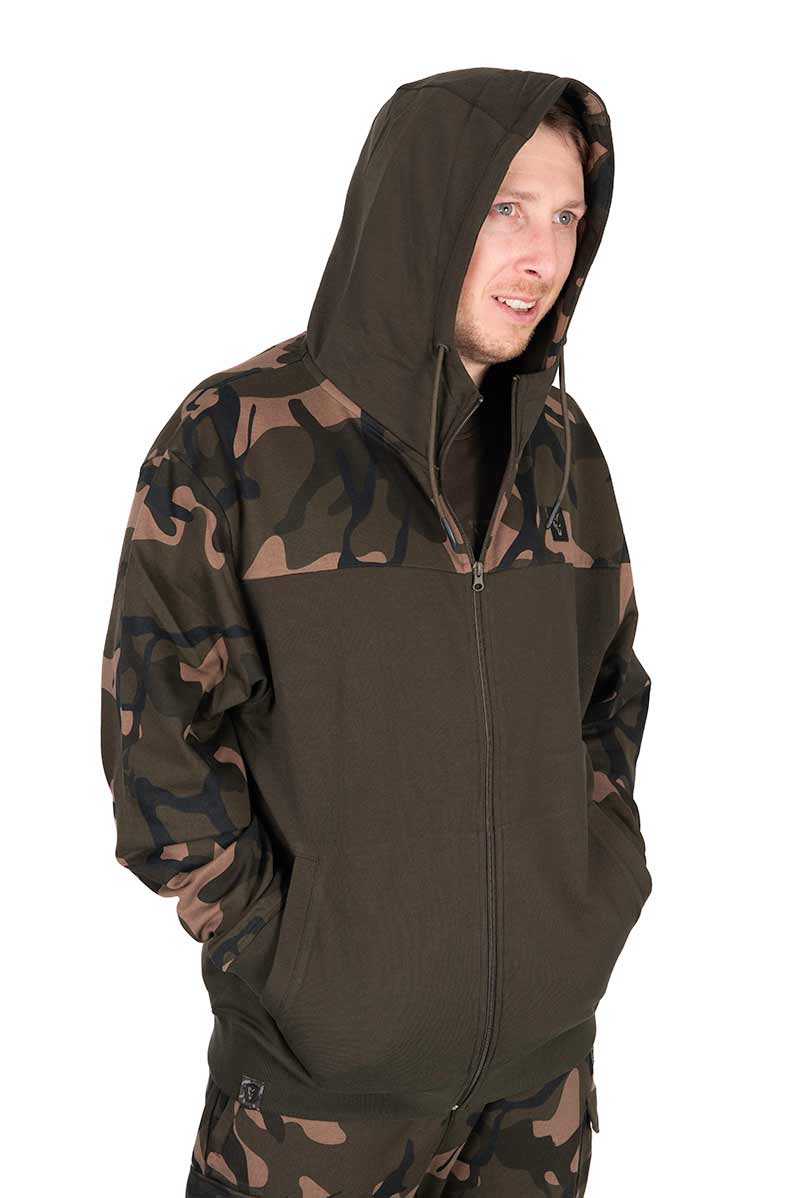 Fox LW Khaki/Camo Split Zip Hoody Sweater de Pesca